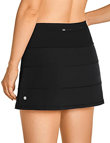 CRZ YOGA Women s Active Lightweight Athletic Short Skirts Running Tennis Golf Workout Sports Skorts with Pockets Black X-Small