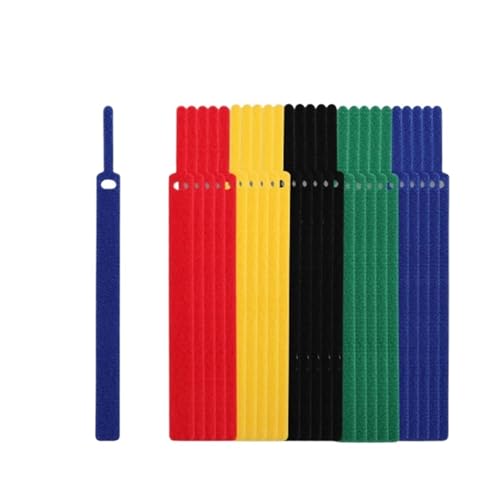 Organizador de cables reutilizable, 100 unidades, correas de sujeción for auriculares, teléfonos y gestión de cables.(Multi-colored,12x300mm)
