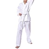 Nicht leicht zu Pilling Larcele Karateanzug Kinder Weiß Leicht und Atmungsaktiv ETKSDF-01 (110cm)