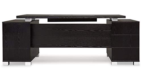 Ford Executive Modern Desk with Filing Cabinets - Black Oak Finish