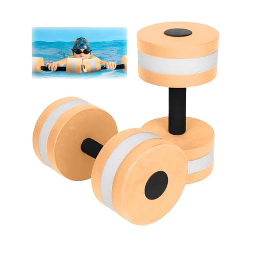 2PCS Aquatic Foam Dumbbells for Water Aerobics - Buoyant Pool Fitness Equipment, Resistance Training Tools for Swimming, Aqua Exercise & Weight Loss, Lightweight Water Weights (Orange)
