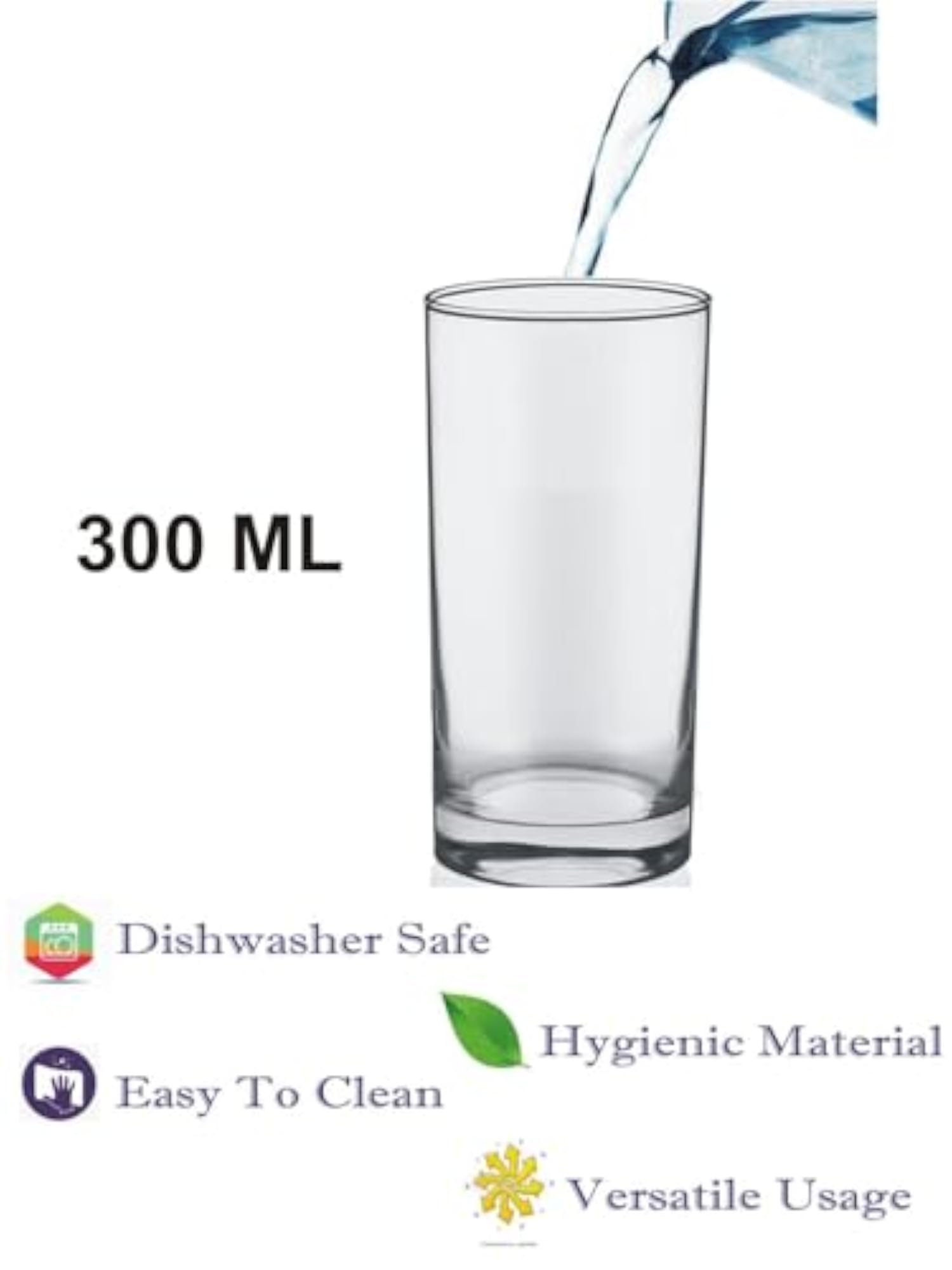 Multipurpose Drinking Glass -L1, Transparent