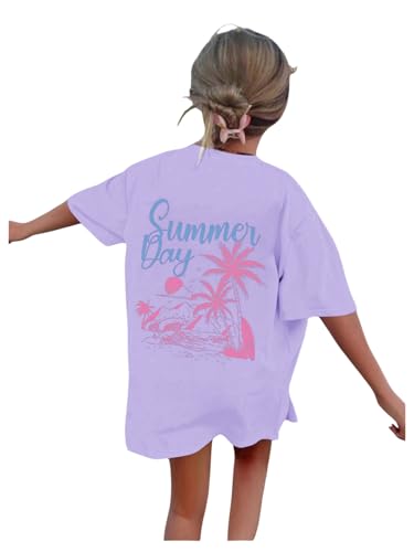 Image of SOLY HUX Girl's Short Sleeve Graphic Tees Crew Neck Beach Tops Casual Summer T-Shirts