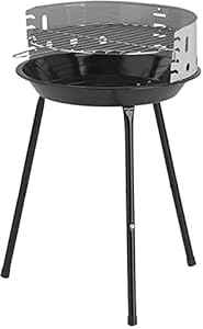 Posten Anker Holzkohlegrill höhenverstellbar, verchromter Grillrost mit Grillfläche von 31,5 cm, Rundgrill Standgrill, Holzkohle Camping Stand Grill
