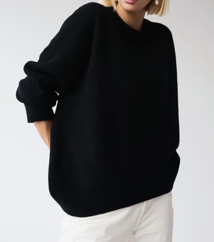 Image of Ckikiou Oversized Crewneck Cute Slouchy High Low Sweater for Women Fall Winter Casual Long Sleeve Soft Knitted Pullover Top