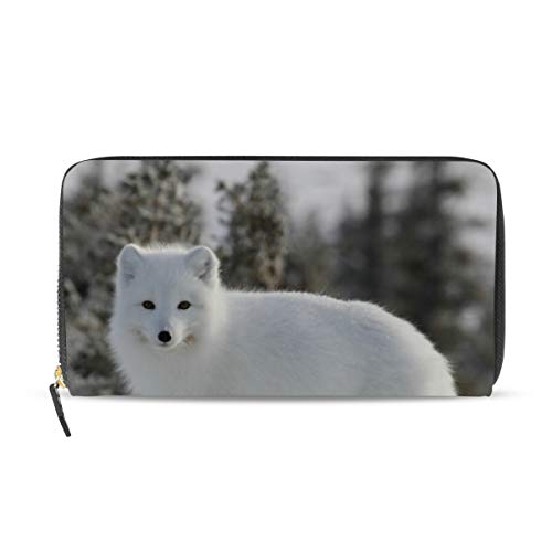Portefeuille cuir femme renard arctique aux finitions de prestige