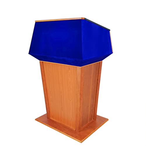 Image of FixtureDisplays® Presidential Podium Official State Embassy Wood Podium 31X23X50" - Top with Blue Fabric 119803-NF