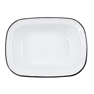 Treasure Gurus White Enamel Food Sides Serving Dish Oven Tin Plate Kitchen Tray Farmhouse Decor