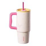 CAROTE カローテ 水筒 1020ml 真空断熱 タンブラー大容量 保温保冷 ステンレスマグボトル （ストロー付き・直飲み可能）ハンドル付き 軽量設計 食洗機対応 大口経で洗いやすい BPAフリー アウトドア キャンプ 3Dプリントの表面仕上げ ピンク