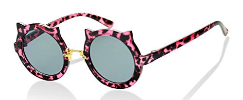 ShadyVEU Girls Round Kitty Cat Ears Cheetah Leopard Colorful Kids Toddler Ages 2-7 yr. Sunglasses3