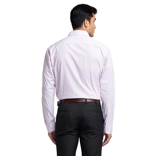 Image of Raymond Men's Pure Cotton Stripe Pattern Slim Fit Semi Cutaway Collar Full Sleeve Formal Shirt