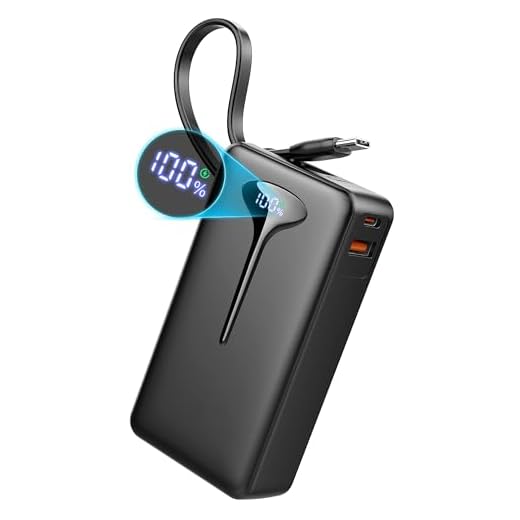 Power Bank, 10000mAh Mini Caricatore Portatile 22.5W Ricarica Rapida, Ultra Portatile Powerbank con USB C Cavo Integrato, Batterie Esterna di 3 porte uscita per iPhone 16 Samsung Xiaomi Android iPad