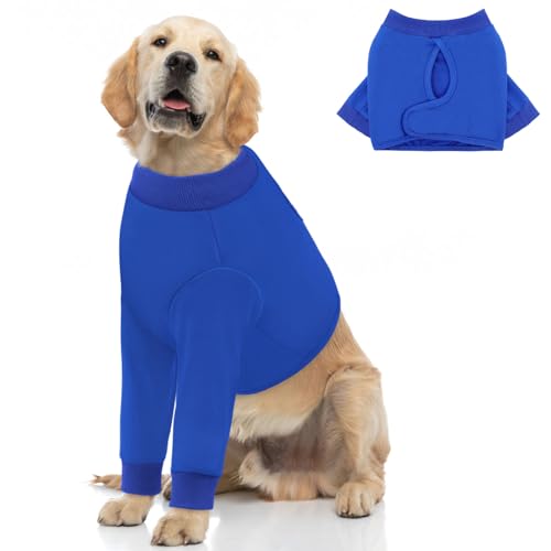 Image of Queenmore Dog Surgery Recovery Sleeve for Front Leg, Breathable Dog Recovery Sleeves After Surgery, Cozy Long Sleeve Dogs Shirt, Alternative to Cone of Shame, Blue, XL