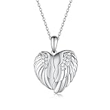 SVODEA Heart Photo Angel Wings Locket Necklace That Hold Pictures Photo,925 Sterling Silver Photo Lo