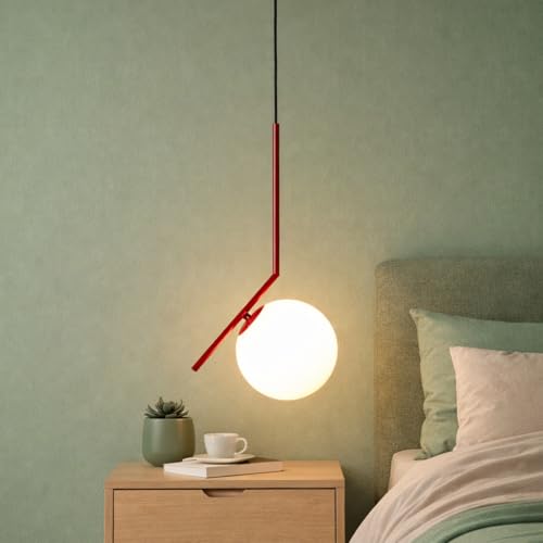 Lámpara colgante E27 japonesa industrial de techo para dormitorio de vidrio 2