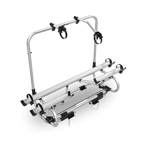 BERGER Fahrradträger Deichsel Wohnwagen | Premium 2XL Deichsel Fahrradträger für 2 Fahrräder bis 50kg Tragkraft | komplett abklappbar für einfachen Zugang zu Wohnwagenöffnungen | inkl. Rahmenhalter