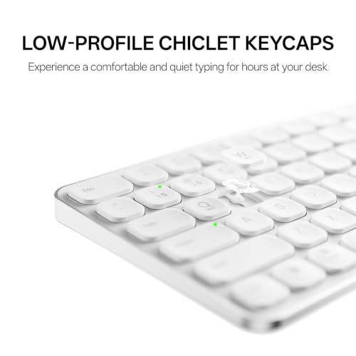 Image of Rapoo 9350S Multi-Device Keyboard and Mouse Combo, 2.4GHz /Bluetooth 5.0 /4.0 Wireless Keyboard & Mouse Set for Windows /Mac /Linux /Chrome, Support 4 Devices, Rechargeable, Silent Click, White