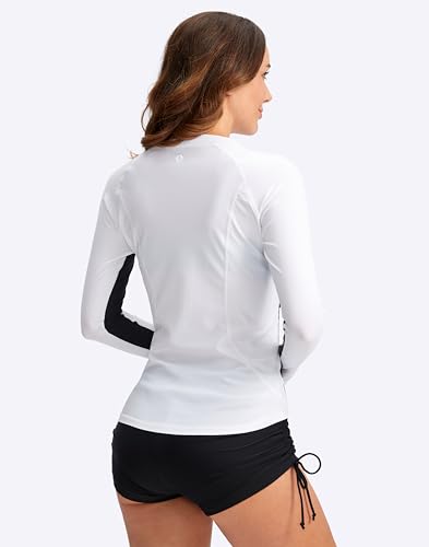 SANTINY Women's Rash Guard Zipper Pockets UPF50+ Sun Protection Long Sleeve Swimsuit Top Zip Front Swim Shirt for Women3