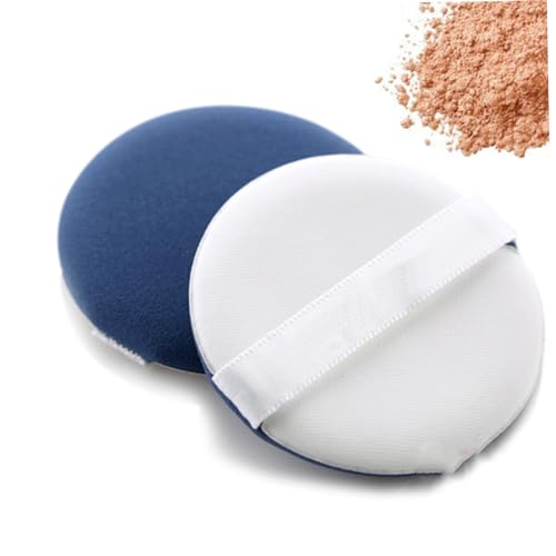 OFFIGAM Polvo de cojín de aire base hojaldre caso soplo de polvo para polvos faciales esponja de maquillaje facial maquillaje de polvo de polvo soplo facial Azul
