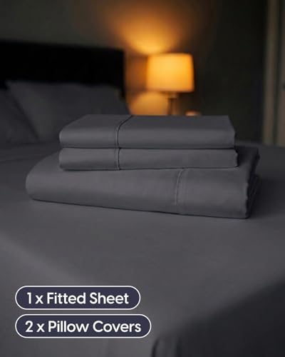 Image of Sleepy Town King Size Bed Sheets - 3 Piece - NO Flat Sheet Included - King Sheet Set - Soft, Comfy & Cooling - Easy Care - Wrinkle & Fade Free - Brushed Microfiber - Deep Pocket Sheets (Dark Grey)