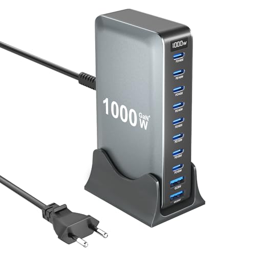 1000W USB C Chargeur Station de Recharge 10 Ports Type C 140W 100W pour MacBook Pro, MacBook Air, Samsung Galaxy, iPhone, iPad, HP, Lenovo ThinkPad Yoga,...