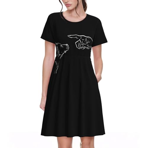 Robe d'été légère manches courtes anti-chaleur fluide motif amitié chien