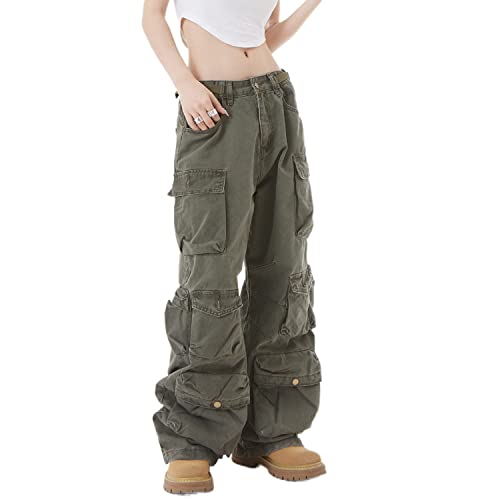 Vintage Aesthetic Cargo Pants Women Y2K Clothing Baggy Jeans 90s Alt Emo Streetwear Multi Pockets Fairy Grunge Clothes