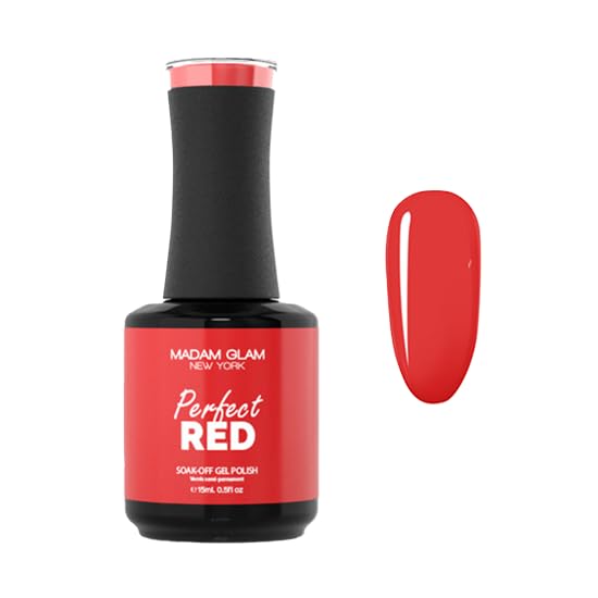 Madam Glam - Perfect Red Gel Polish 15ml - UV/LED Home Gel Manicure - Vibrant Color - Quick Cure & Easy Removal - Vegan & Professional Grade