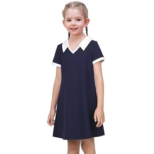 Sunny Fashion Girls Dress T-Shirt Basic Vintage Loose Straight Casual School3