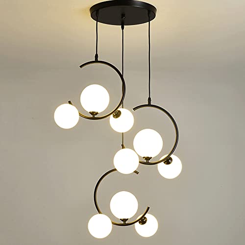 Lampe créative Nordique Suspensions 9 Branches Verre Salon Design