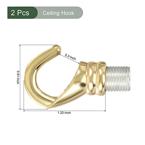 Image of YOKIVE 2 Pcs Alloy M10 Ceiling Hook, Electroplate Pendant Fixtures Hanger | Hanging Chandelier Light, Great for Home (Champagne Gold, 0.91x1.22-Inch)