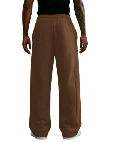 Image of Men's Baggy Sweatpants Cotton Fleece Wide Leg Lounge Sweat Pants Drawstring Waist Jogging Pants with Pockets