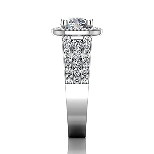 Blocaci Halo Engagement Rings for Women White Gold, 1 Carat Center Moissanite Women's Engagement Rings 10K 14K 18K Solid Gold Wedding Anniversary with Text Engraving4