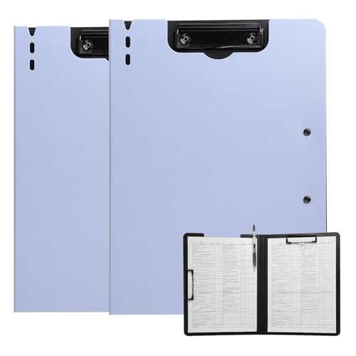 FRETONBA クリップボードフォルダ a4 2個セット バインダー 二つ折り ダブルクリップ 1.8mm厚板 書きやすさ 薄型 会議パッド 防水ファイル保護 折り畳み式 ティーチング用 書類ホルダー おしゃれ 軽量 パープル