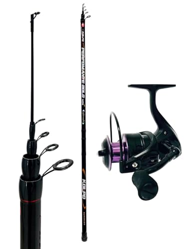 kolpo combo da pesca bolognese con canna 5 mt + mulinello con bobina in alluminio