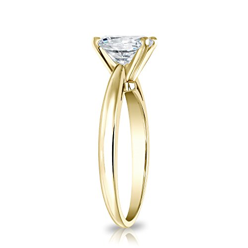 14k Gold Oval Diamond Simulant CZ Solitaire Ring 4-Prong(1/3 ct,Excellent Quality)3