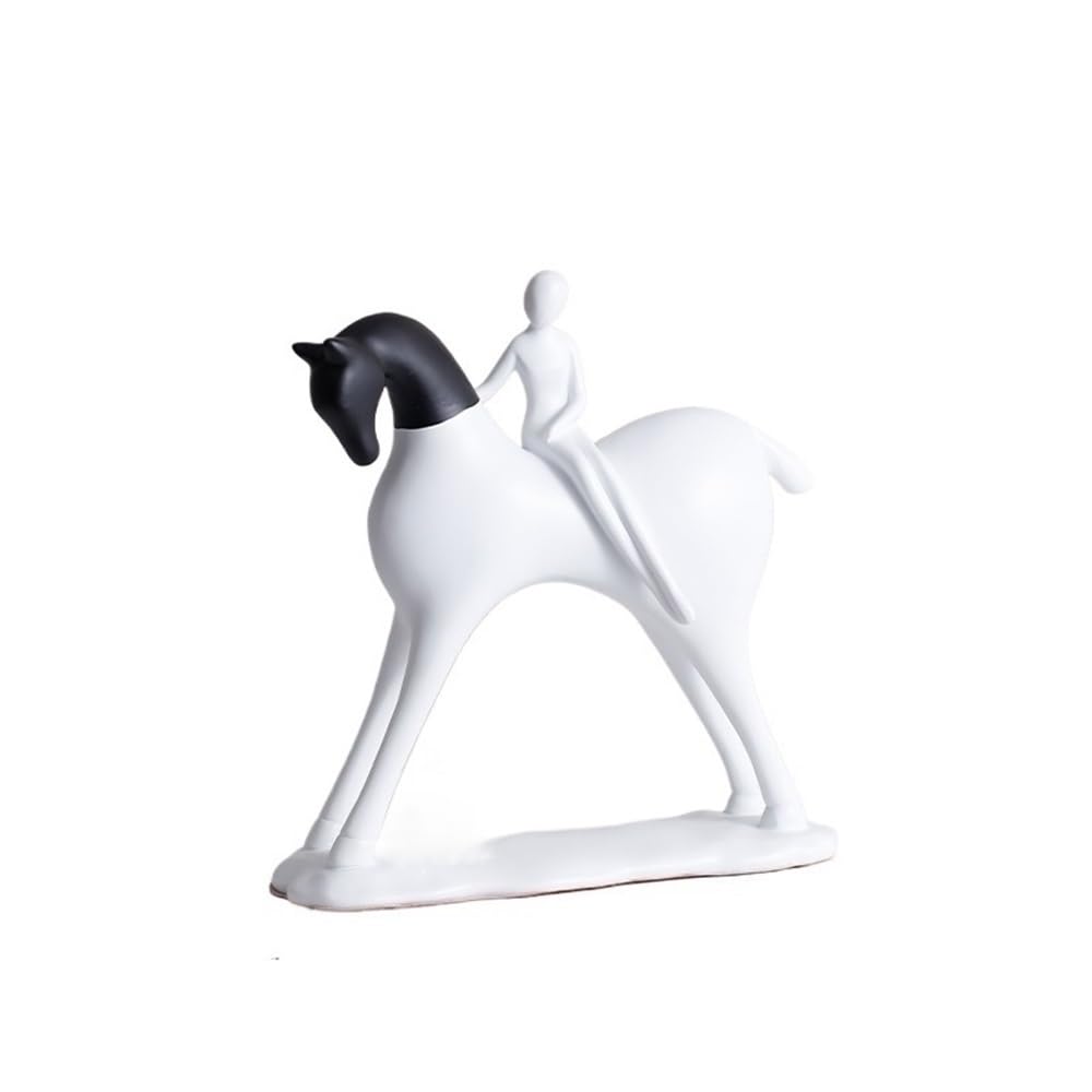 RUOXIUKHBZPS Horse Sculpture Home Decor,Abstract Art Decor,Unique Horse Figurines for Living Room Shelf Decor Accent,Office Bookshelf Decorative Objects(White)