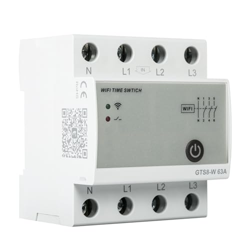 DEWIN Zeitschaltuhr, Zeitschaltuhren 4P 63A Intelligente WiFi Zeitschaltuhr Smart Home Fernbedienung Schalter...