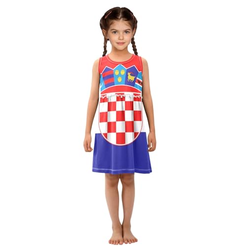 CHIFIGNO Girl's Sleeveless Dress Summer Casual Dress Girls Clothes Holiday Dresses 2-8T4