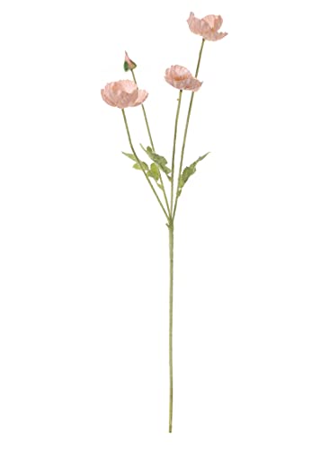 Botius 6Pcs Artificial Poppy Flowers With Flocking Long Stems Fake Silk Corn Poppy Flower Bouquet For Wedding Party Home Office Table Centerpiece Decoration, Coral #TOP5