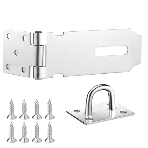 Image of Door Latch Hasp Lock Hasp Door Latches Gate Latches Stainless Steel Lock Latch Heavy Duty Padlock Hasp with Screws for Mailbox Drawer Closet Fence Door Window Cabinets 4Inch