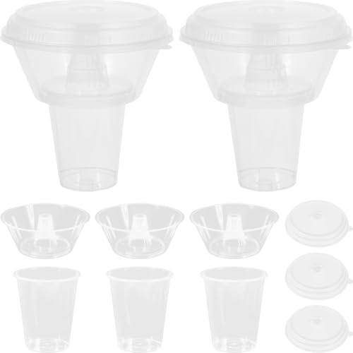 Housoutil 5 Sets Portable Beverage and Snack Bowls with Lids, Versatile Food Storage Containers for Meal Prep Snacks and Desserts, Convenient and Compact Design