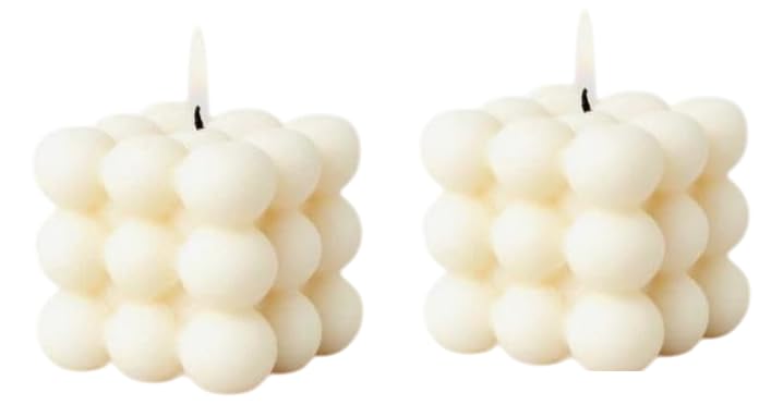 Bubble Cube Candle – Handcrafted 100% Soy Wax, 110g | 18 Hrs Burn Time | Decorative Candle for Home Décor & Gifting (Pack of 2, Vanilla)-picture-14