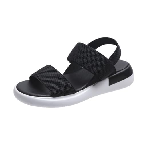 KIXZSAZ 1 par de zapatos planos femeninos con correas elásticas, sandalias deportivas de verano, sandalias transpirables para hacer ejercicio, para viajes en la playa para hijas, Negro, Größe 35