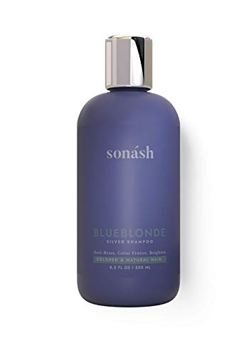 Sonash BlueBlonde Purple Toning Silver Shampoo | Eliminates Brassy Yellow Tones | Lightens & Brightens Blonde, Platinum, Ash, Silver, Gray and Highlighted Brown Hair | Paraben Free, Cruelty Free