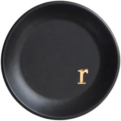 COLLECTIVE HOME – Ceramic Jewelry Tray, Decorative Trinket Dish for Rings Earrings Necklaces Bracelet Watch Keys, Birthday Mother’s Day Christmas Gift for Women, 4.75″, Black Surface (r)