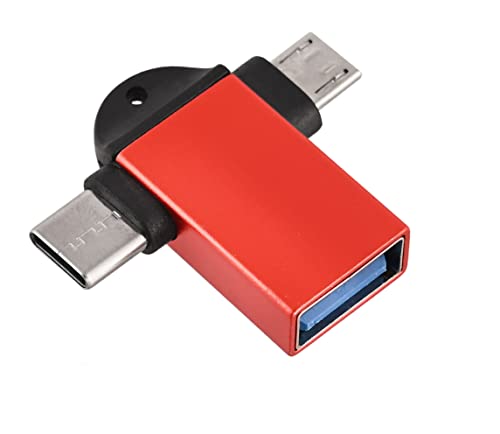 Image of JGD Products 2 in 1 (Red) OTG Adapter Micro USB+USB Type C to USB Female Connector, OTG Pen Drive Adapter to Mobile Connector Type C, Compatible with All Devices