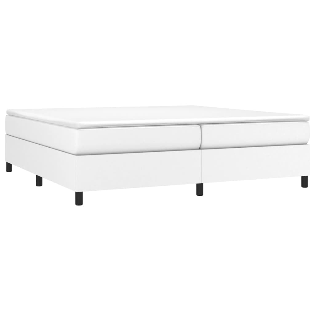 vidaXL Estructura de Cama con Somier, Somier de Matrimonio de Listones, Base de Cama Tapizada, Mueble para Dormitorio Hogar, Cuero Sintético Blanco 200x200 cm