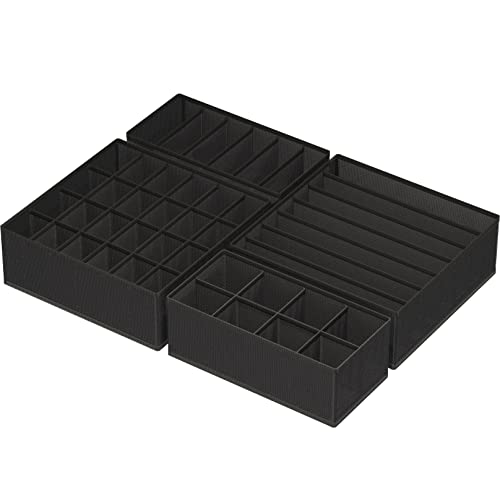 Image of Simple Houseware Closet Underwear Organizer Drawer Divider 4 Set, Black