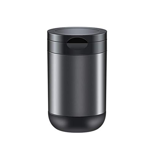 Surakey Portable Ashtray for Car Detachable Stainless Steel Ash Tray with Lid LED Blue Light Windproof Multifunctional Wear-Resistant Removable Seal Lighting Mini Trash Can for Car Use Gray Large